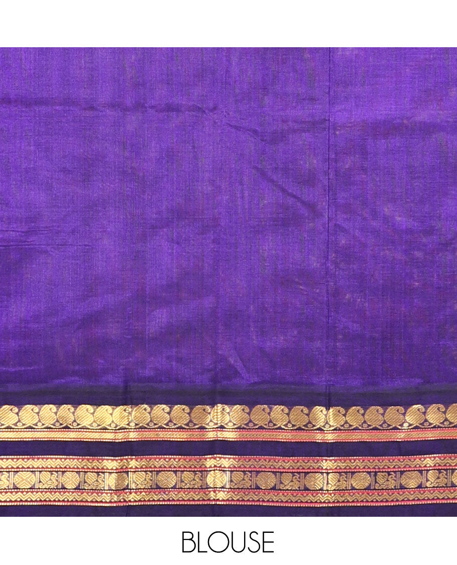 Pink Plain Kuppadam Silk Saree, a Contrast Traditional Zari Border, Grand Pallu, a Contrast Blouse