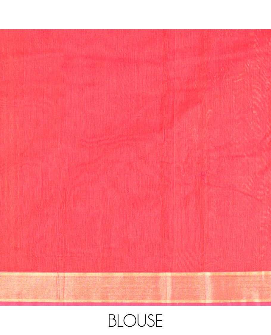 Dark Orange Plain Silk Cotton Saree