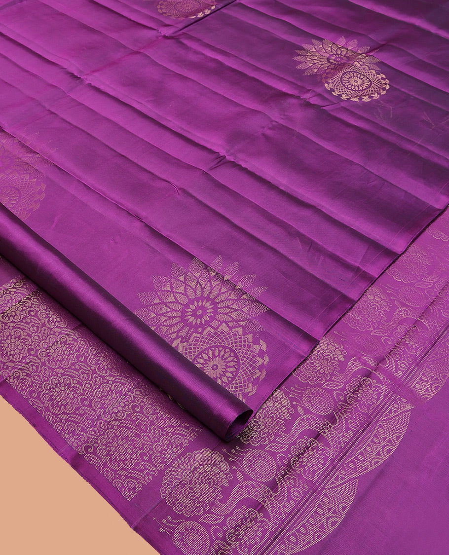 Borderless Violet Mayuri Lite Silk Mix Saree
