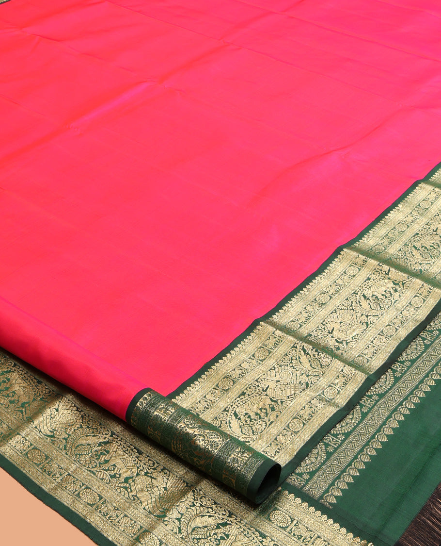 Pink Plain Kanchipuram Silk Saree