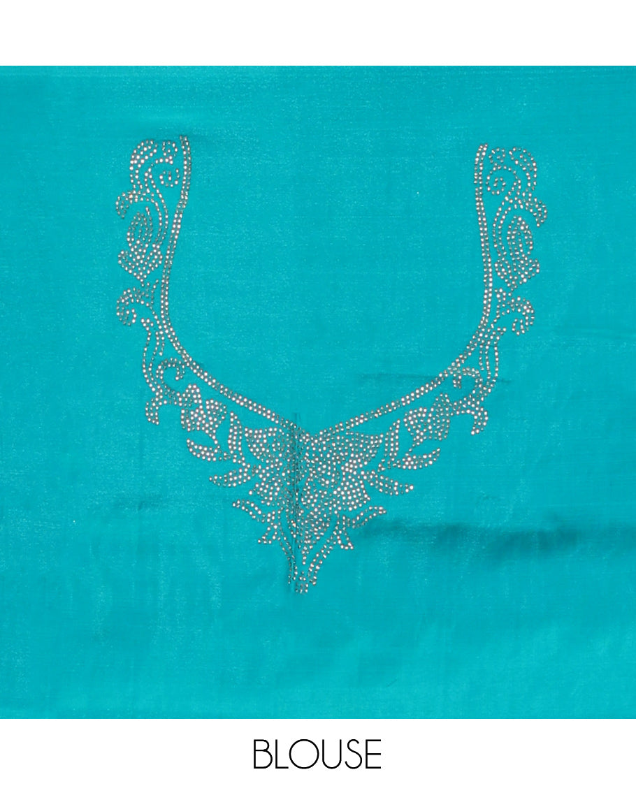 Blue Semi-Banaras Nylon Saree