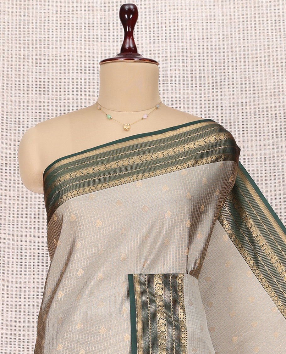 Grey Traditional Checks Budget Silk Saree