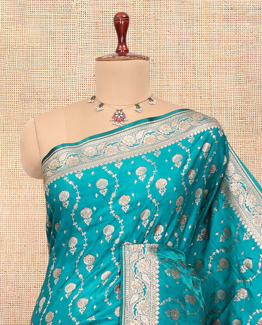 Blue Semi-Banaras Nylon Saree