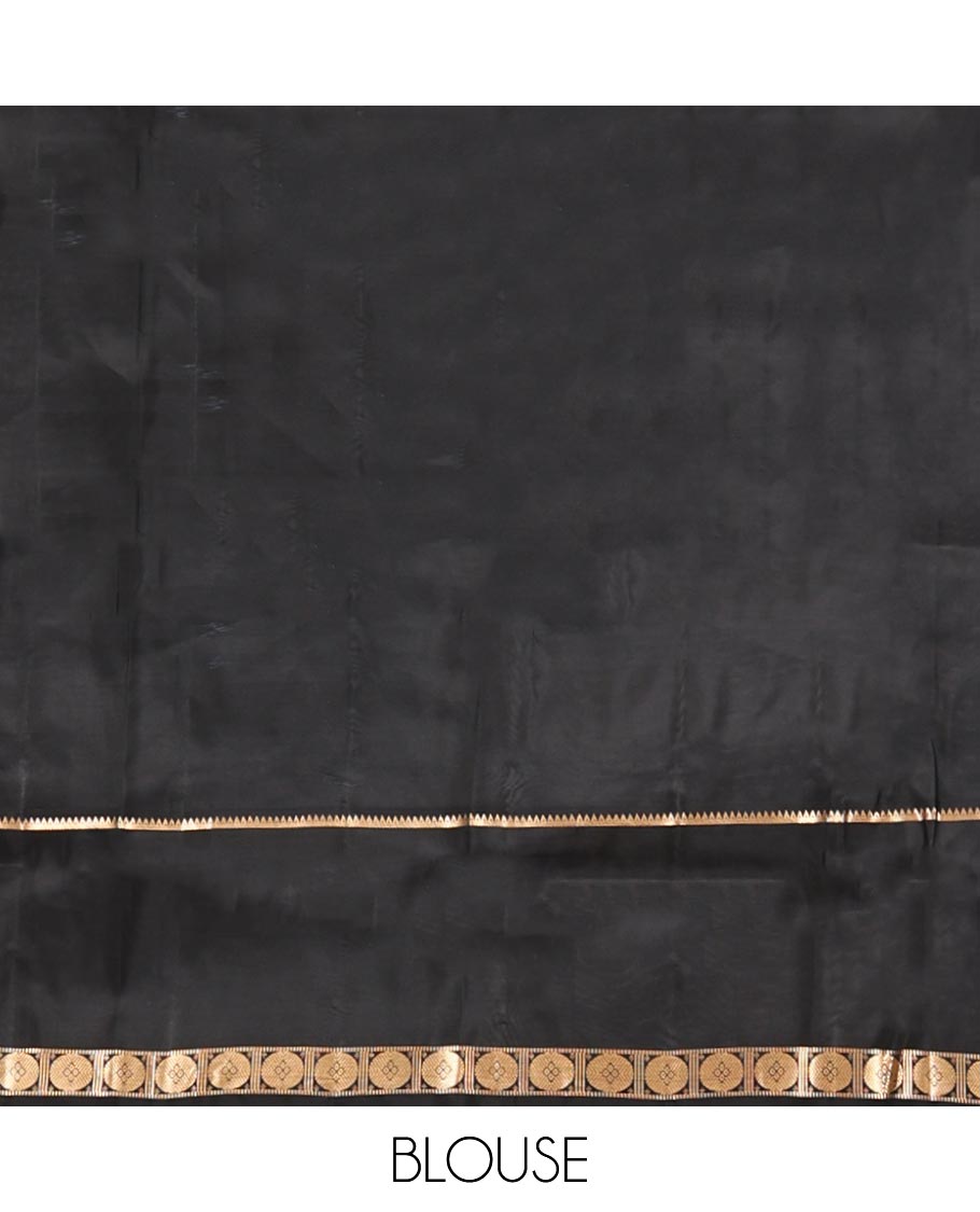 Green-Black Vasundhara Lite Silkmix Saree Features Checks, Contrast Rettai Pettu Rekku-Poun Border, Zari-Striped Pallu, and a Contrast Blouse