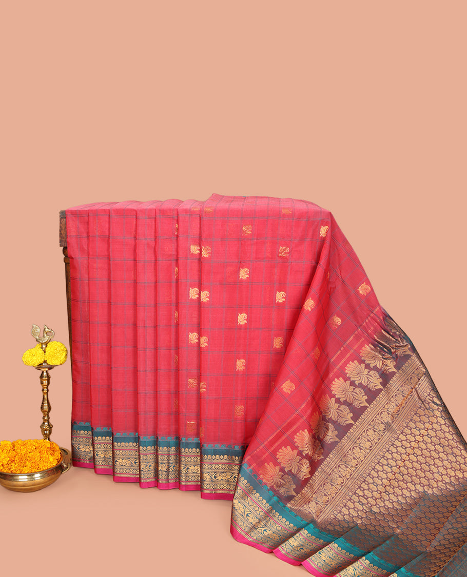 Red Gadwal Silk Mix Saree