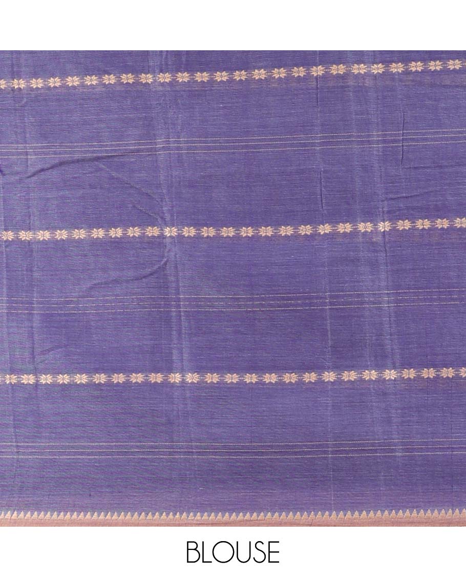 Borderless light violet striped Narayanapet cotton saree, striped pallu