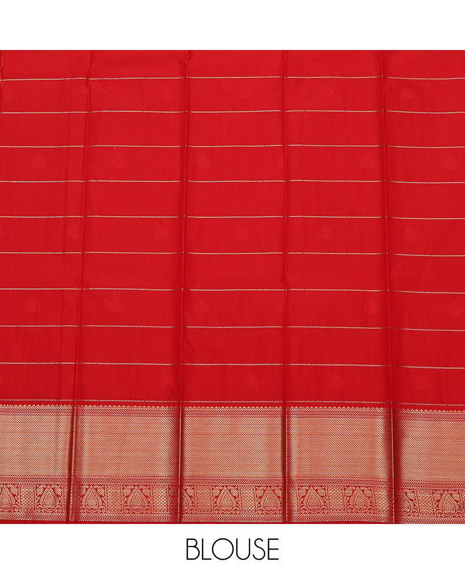 Pale Blue Budget Silk Saree, Bedecked with Zari Butta Enclosed Checks on Its Body, Complemented by a Contrast Traditional Zari Design Border, Grand Pallu, and Paired with a Contrast Blouse