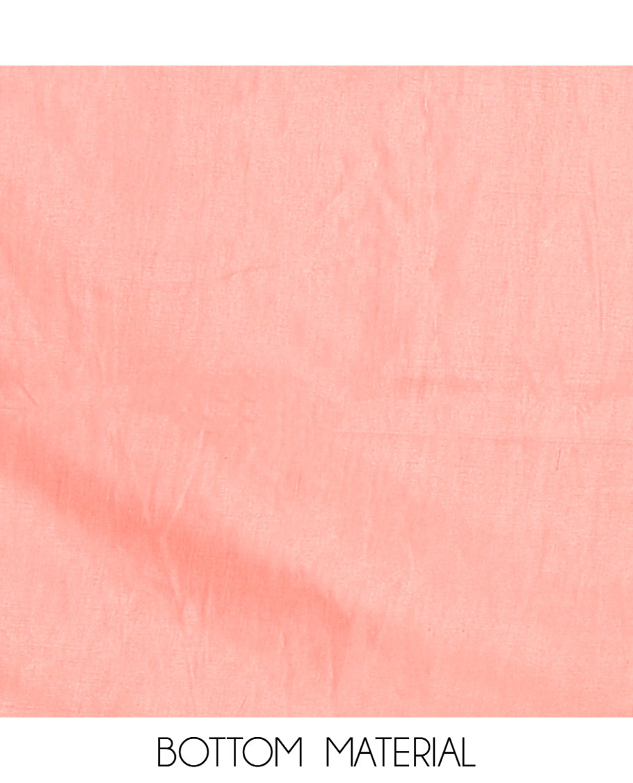 Peach Chanderi Material Chudidar, Zari Buttas and Annam Buttas Top, Matching Bottom, Annam Buttas Dupatta