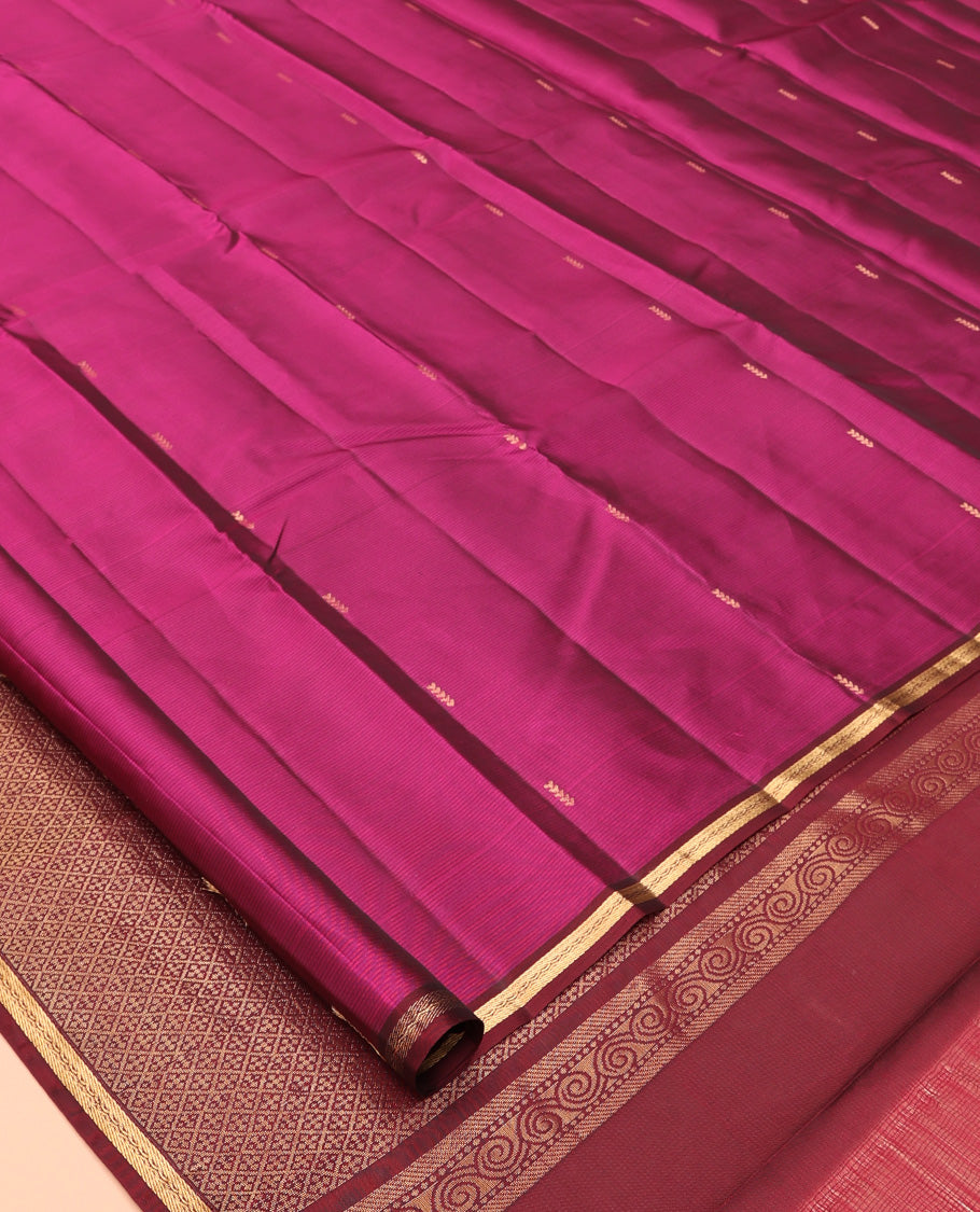 Purple Vasundhara Lite Silk Mix Saree, Embellished with Zari Buttas, a Contrast Piping Zari Border, Grand Jaal Pallu, and a Contrast Blouse