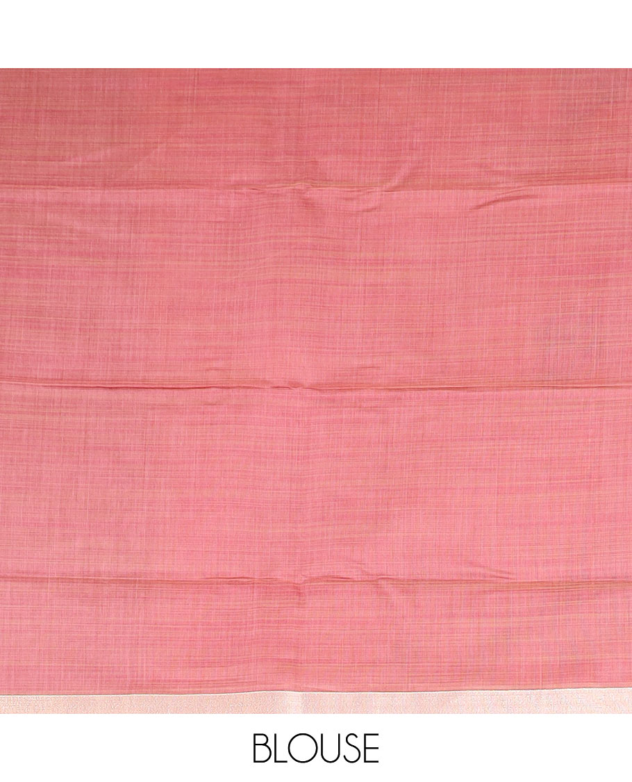 Orange floral buttas printed chirala cotton saree, bavanji border, and contrast floral print pallu