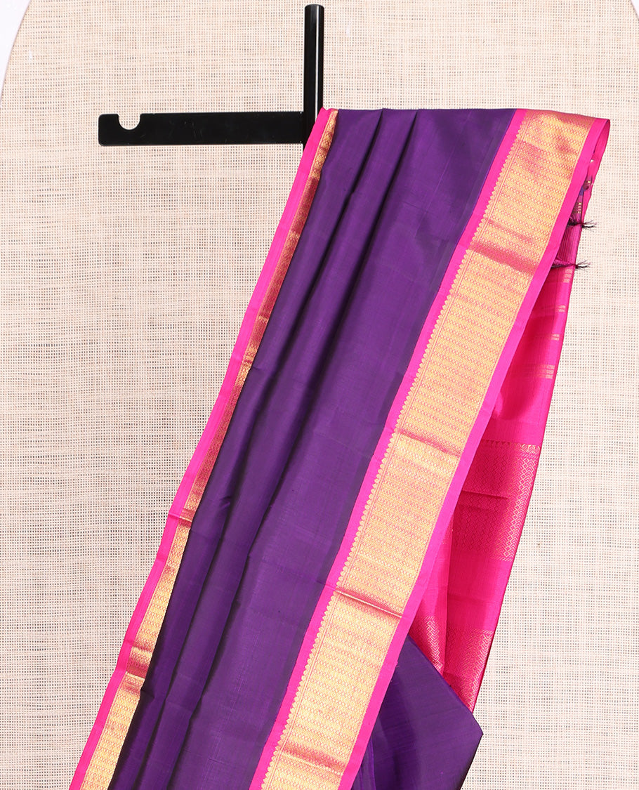Violet Plain Kanchipuram Silk Saree