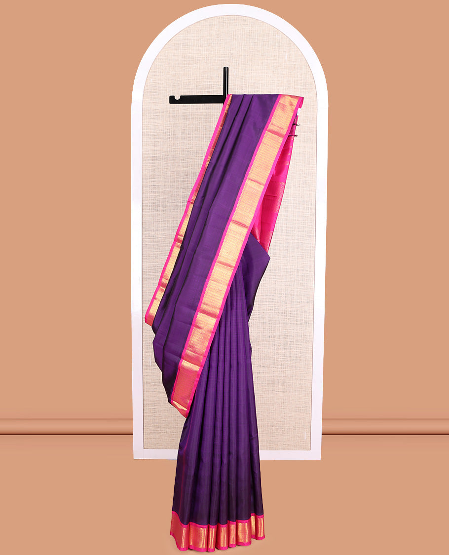 Violet Plain Kanchipuram Silk Saree