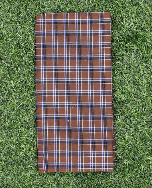 Brown medium checked cotton cozy lungi