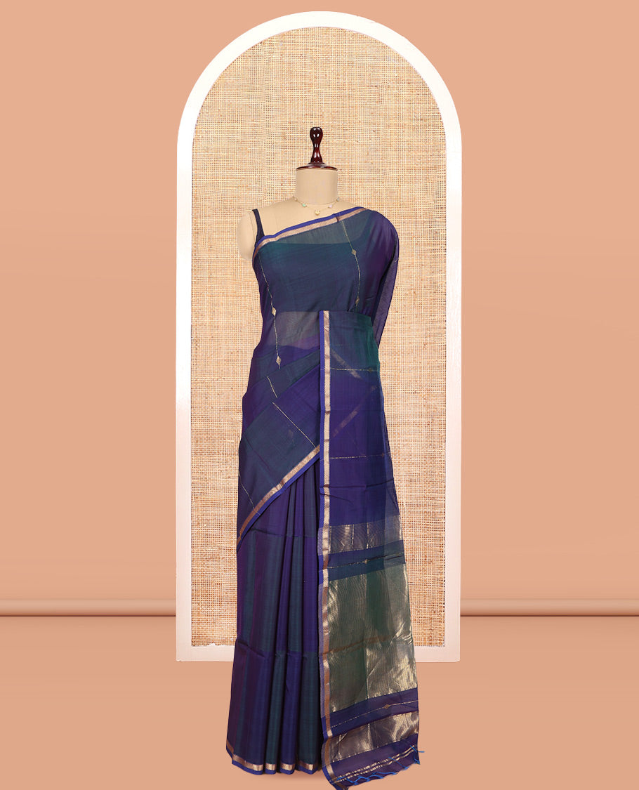 Blue Dual-Toned Maheshwari Cotton Saree