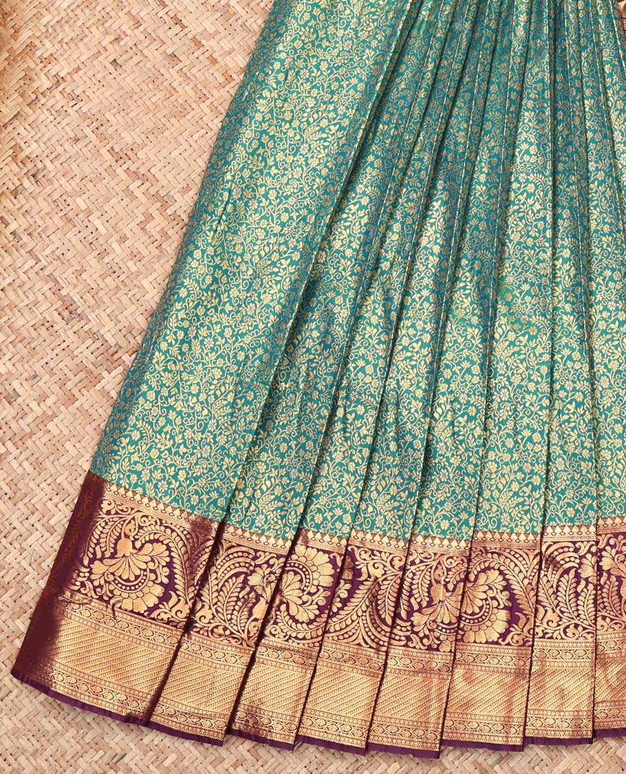 Blue Budget Silk Saree, Spotlighted with Zari Buttas and Checks, Complemented by Contrast Traditional Zari Border, Intricate Pallu, and Contrast Blouse