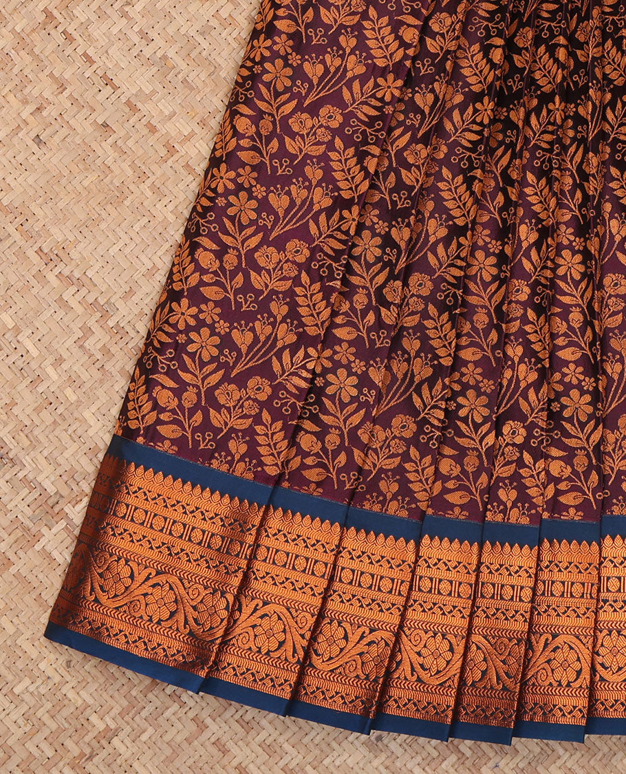 Brown Budget Silk Saree, Mesmerized with Jacquard Design, a Contrast Traditional Zari Border, Grand Pallu, and a Contrast Blouse