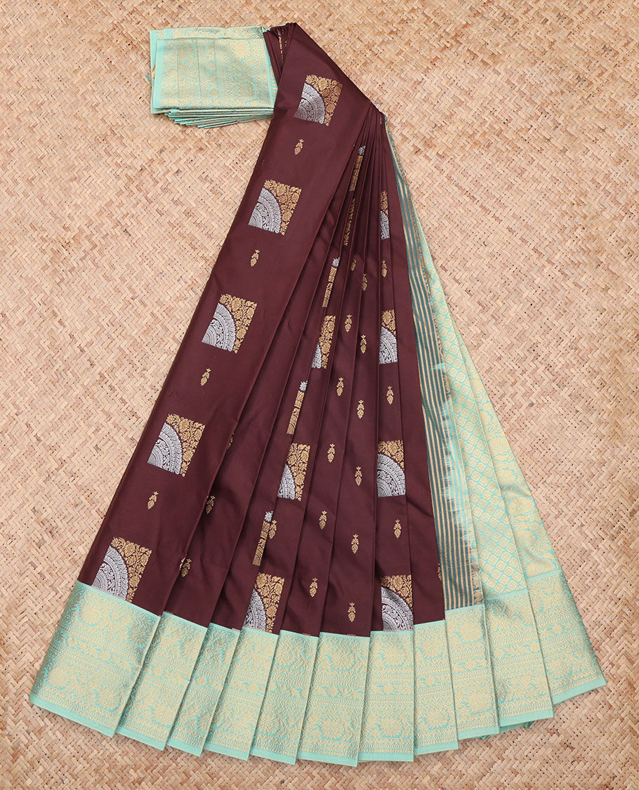 Brown Traditional Zari Border Budget Silk Saree