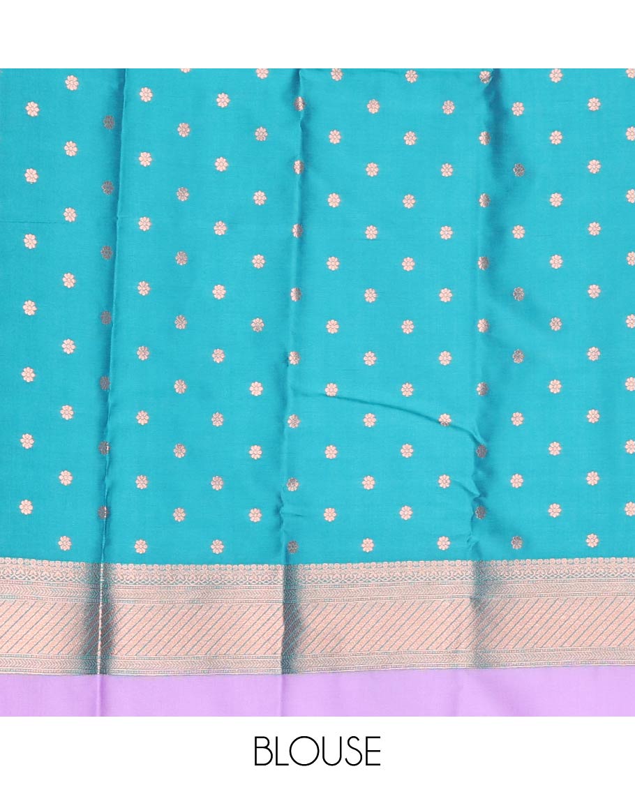 Violet butter silk saree with floral zari designs, contrast traditional zari design & jaal pallu