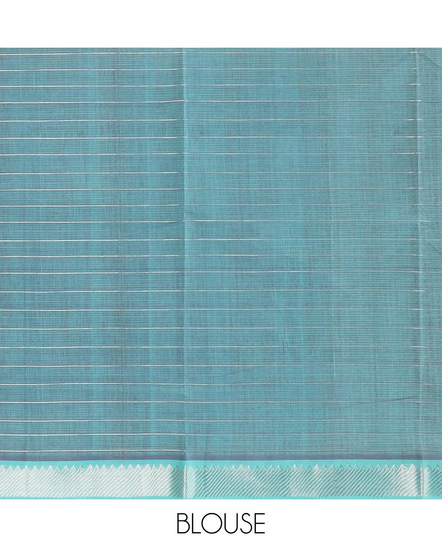 Grape purple checked Mangalgiri cotton saree, contrast traditional border, checked pallu, and a contrast blouse