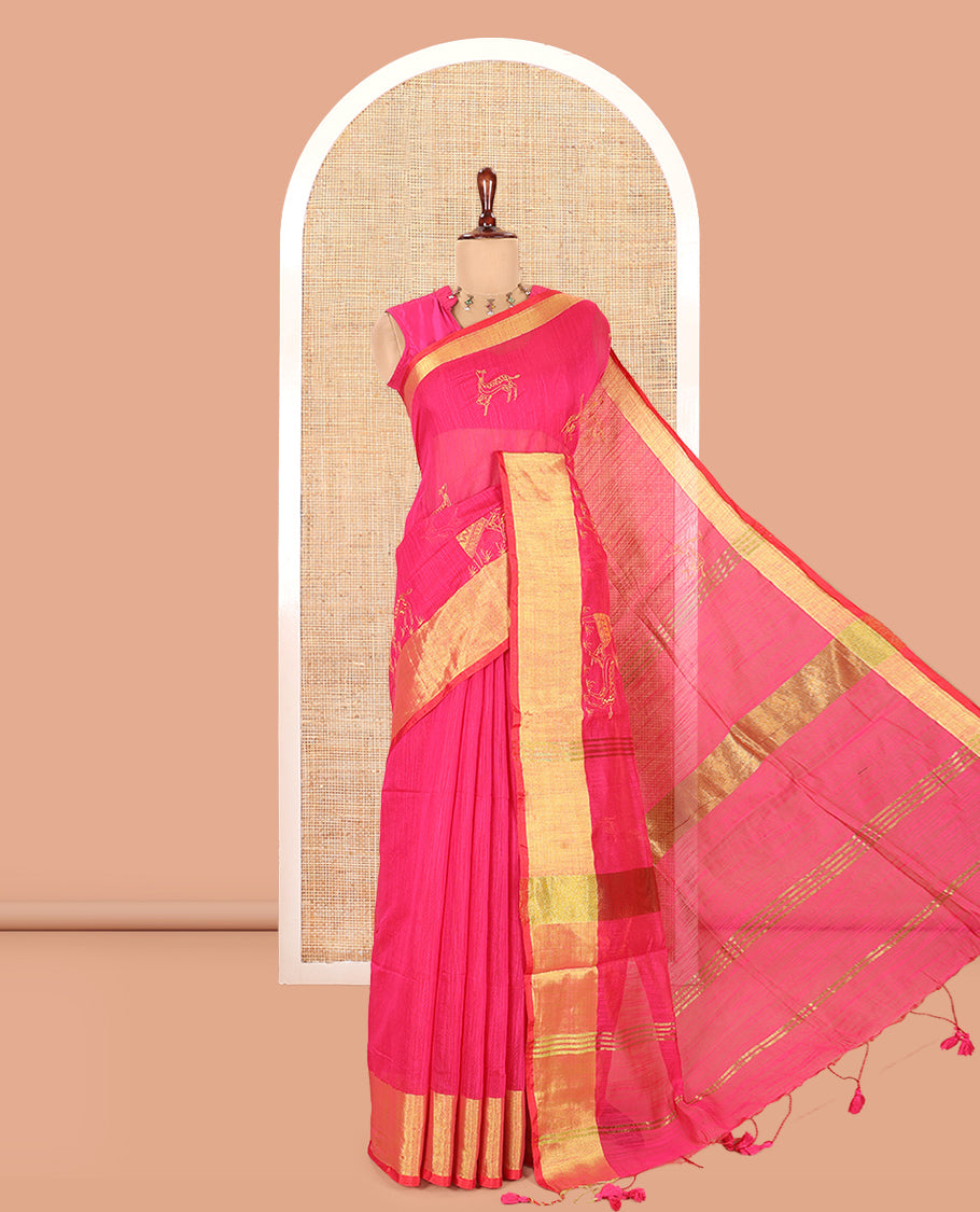 Rani Linen Cotton Saree