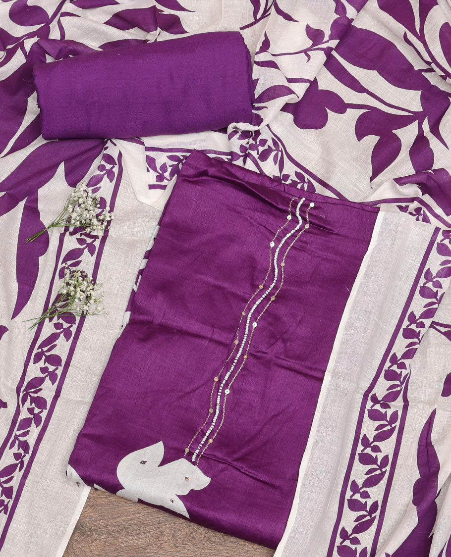 Purple Cotton Material Chudidar Set