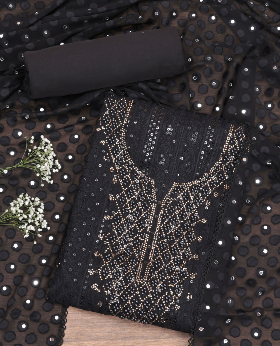 Black Georgette Material Chudidar Set