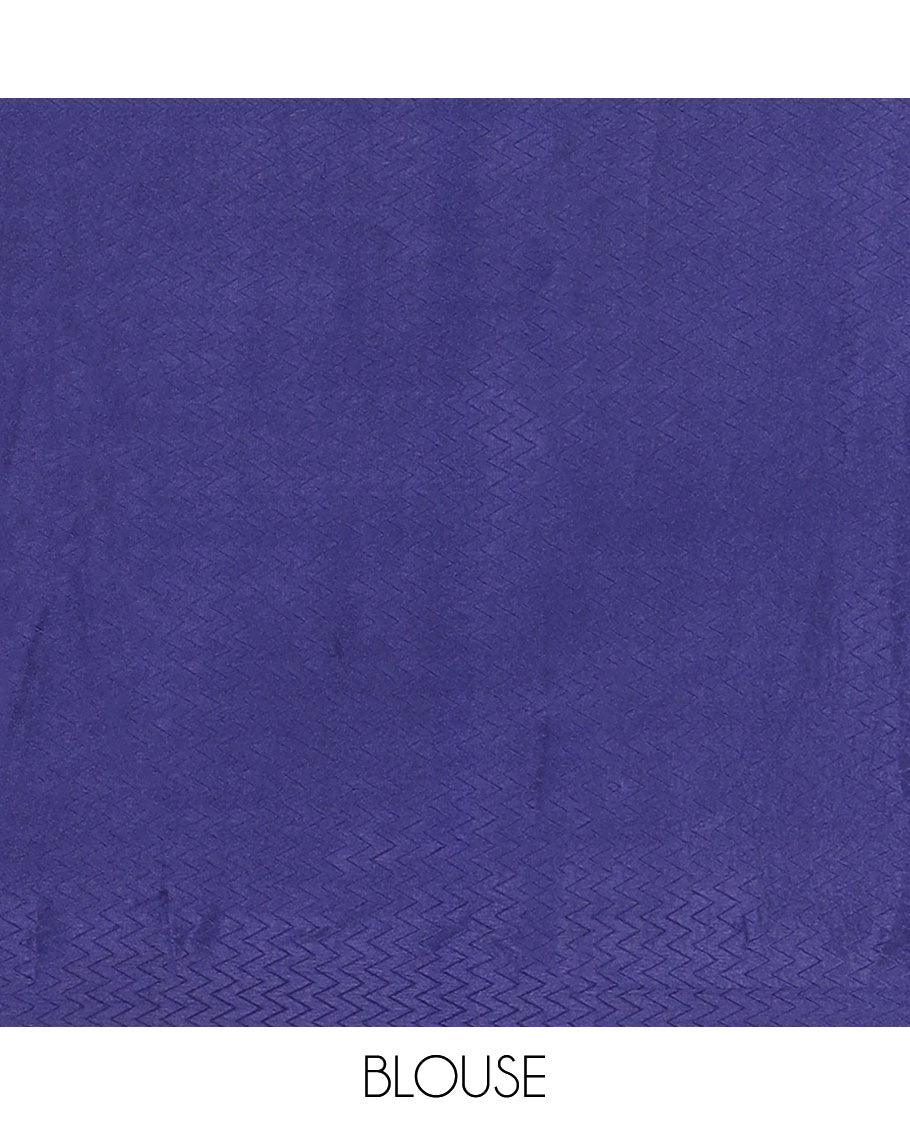 Navy blue plain design pure chiffon saree, zari border of neli kathir design, and pallu steeped with zari stripes