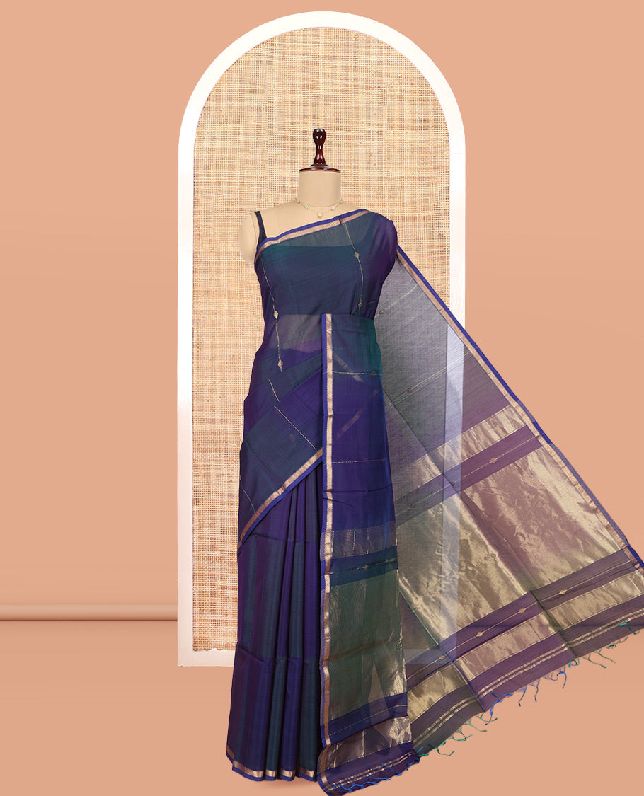 Blue Dual-Toned Maheshwari Cotton Saree