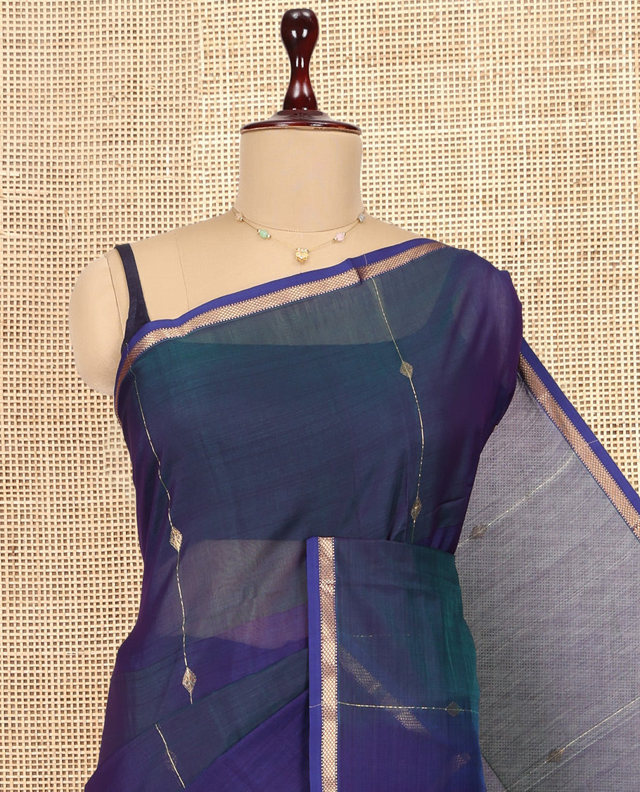 Blue Dual-Toned Maheshwari Cotton Saree