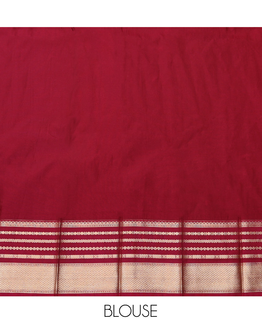 Purple Budget Silk Saree, Detailed with Zari Buttas, Contrast Traditional Zari Border, Grand Pallu, and a Contrast Blouse