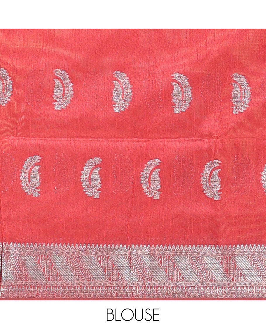 Maroon zari buttas dupion saree, traditional zari design border, and thread striped pallu