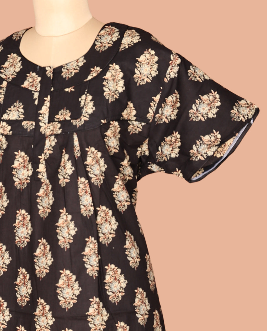 Brown Cotton-Blended Nighty