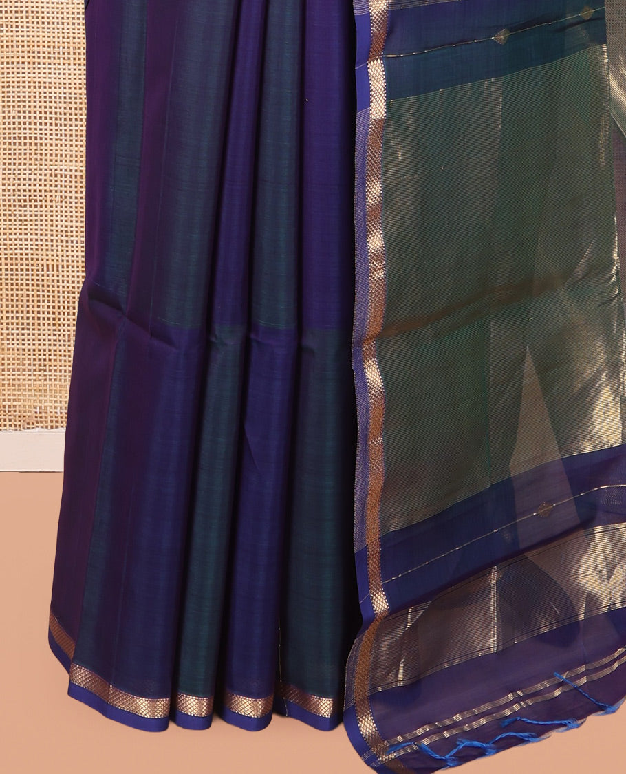 Blue Dual-Toned Maheshwari Cotton Saree