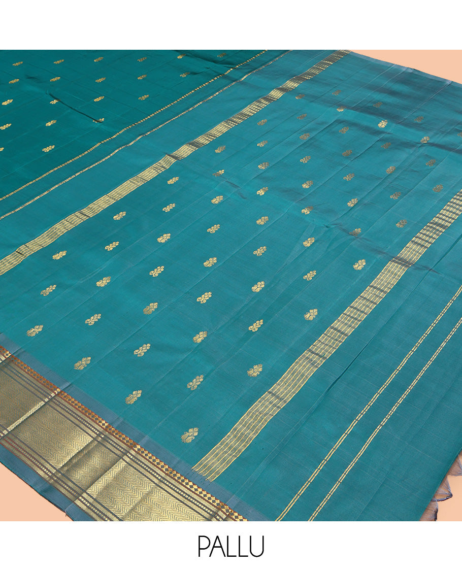 Blue Woven Contrast Kanchipuram Silk Saree