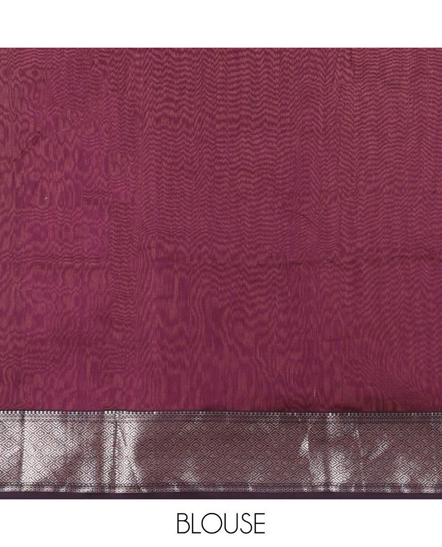 Maroon Maheshwari cotton saree with paisley buttas, traditional zari border & zari paisley pallu