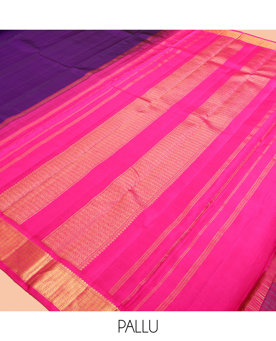 Violet Plain Kanchipuram Silk Saree