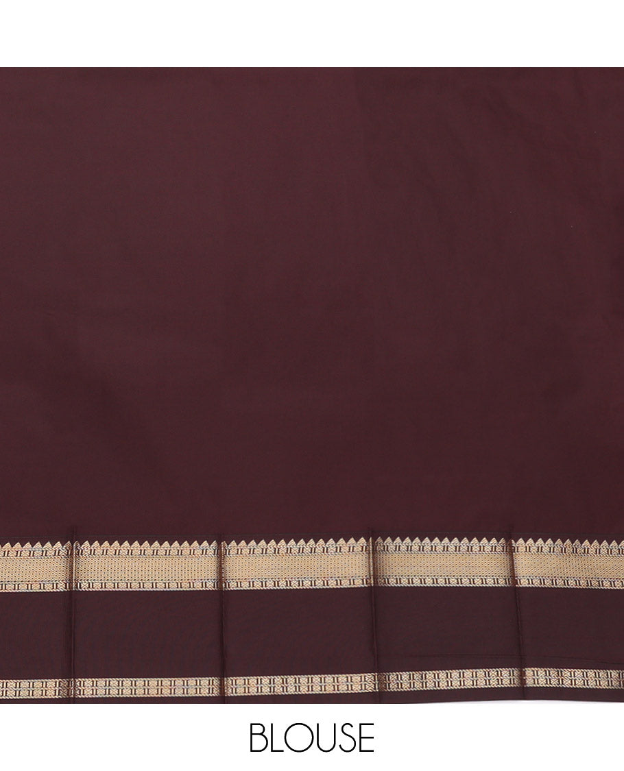 Pink Budget Silk Saree, Gracefully Embellished with Zari Buttas, Complemented by a Contrast Traditional Zari Rettai Pettu Border, Jaal Pallu, and a Contrast Blouse