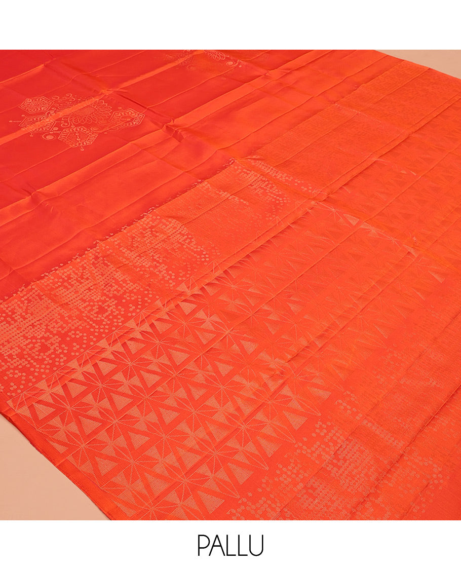 Borderless Orange Mayuri Lite Silk Mix Saree