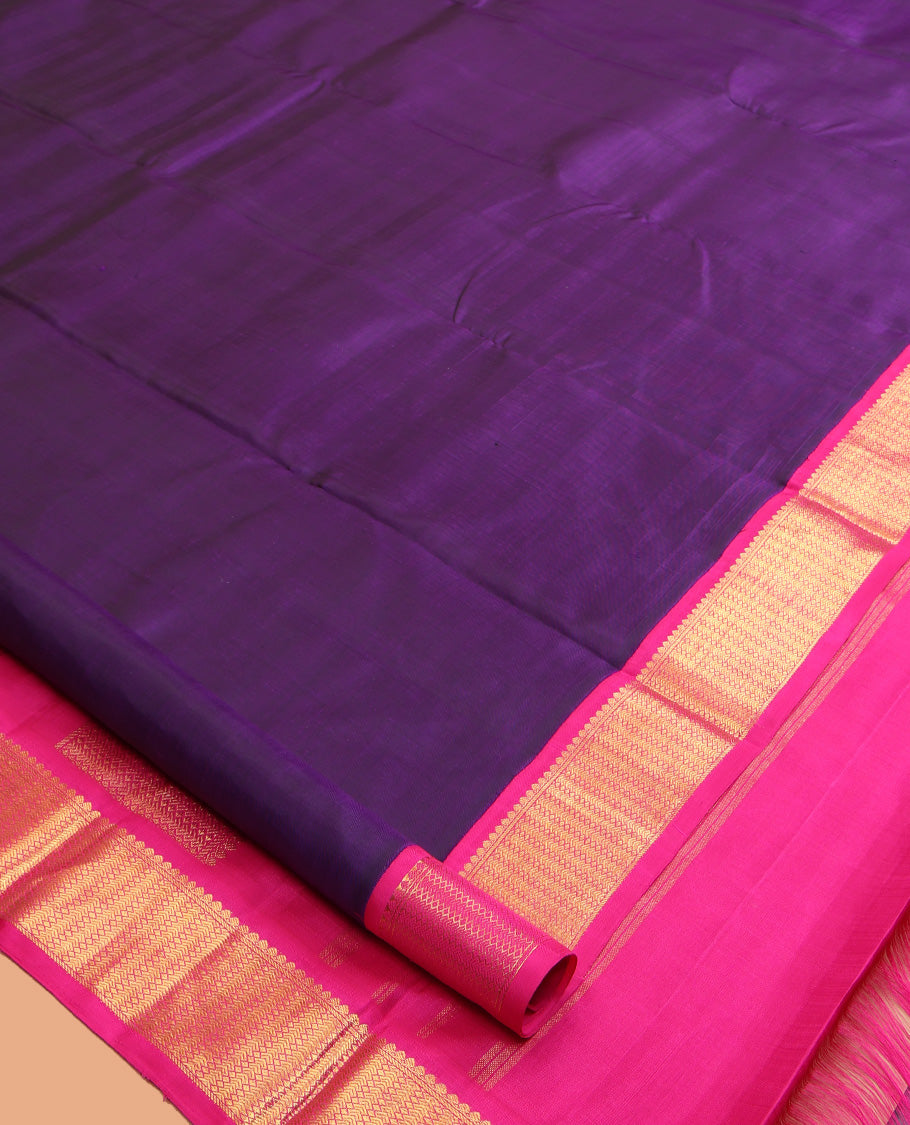 Violet Plain Kanchipuram Silk Saree