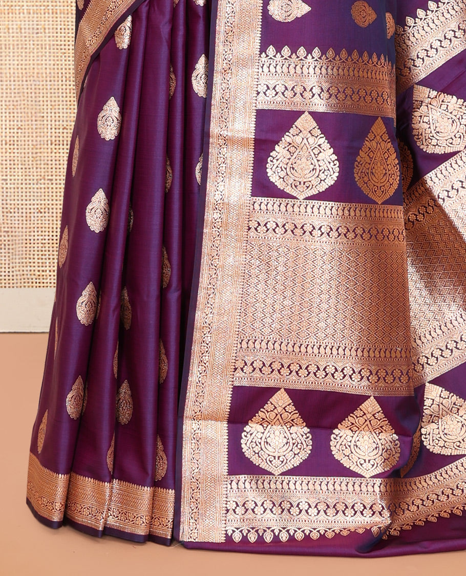 Violet Semi-Banaras Satin Saree