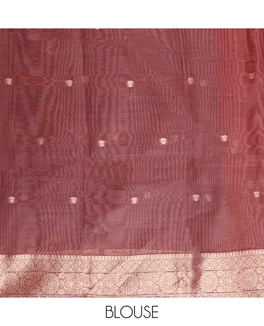 Blue jaal zari weaving banaras brasso saree with contrast jacquard border & rich weaving pallu along with butta design blouse