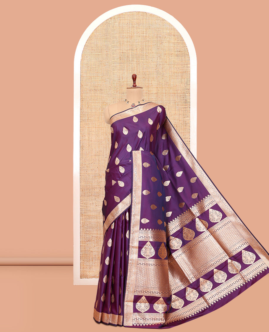 Violet Semi-Banaras Satin Saree