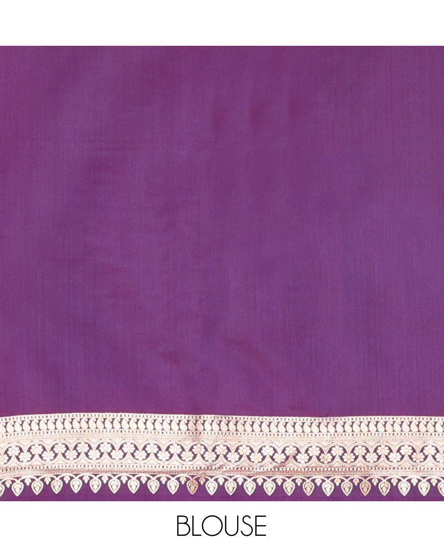 Violet Semi-Banaras Satin Saree