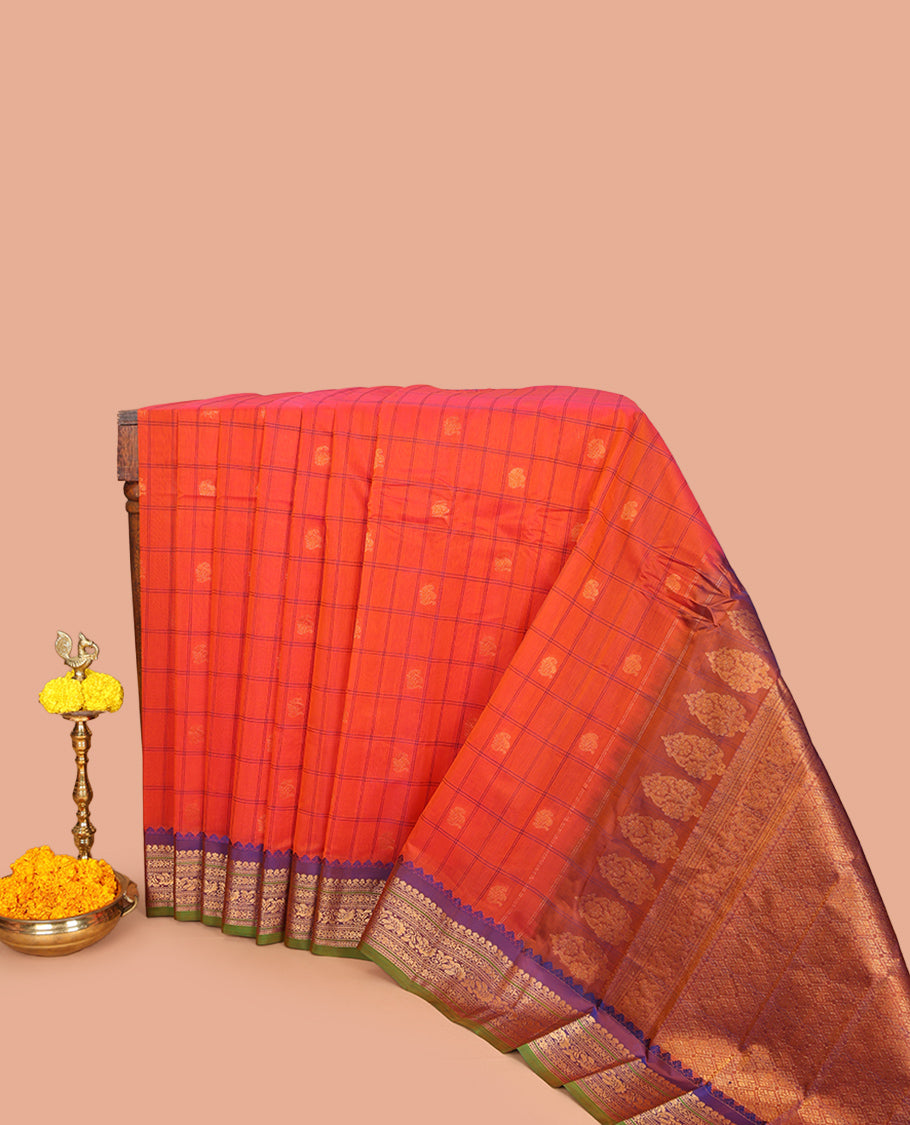 Orange Gadwal Silk Mix Saree