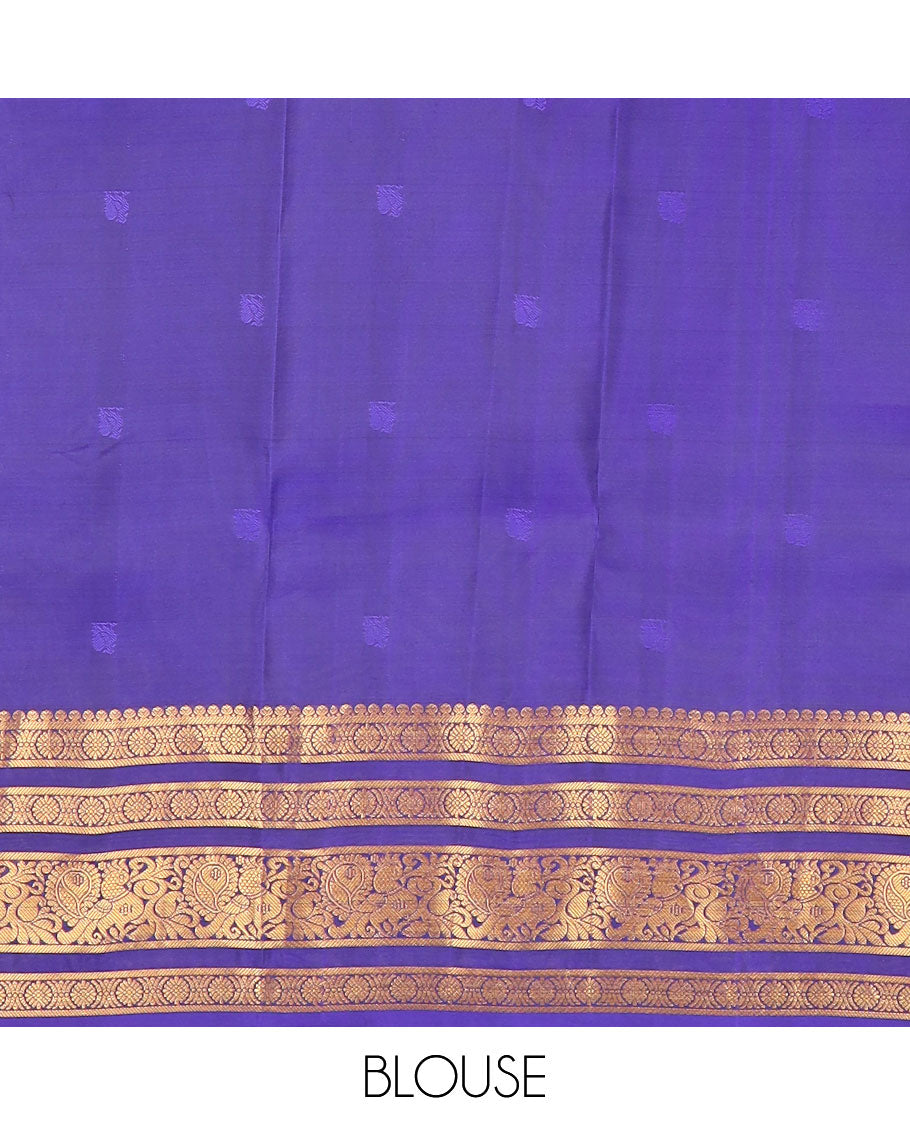 Grey mayil zari buttas vasundhara silk mix saree, contrast jaal pallu & border of laddu kamalam,banaras & mayil designs