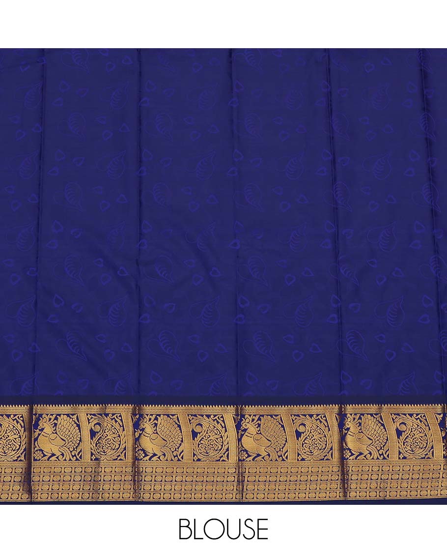 Green Budget Silk Saree, Enlivened with Floral Vine Design, Complemented by Contrast Traditional Peacock and Paisley Zari Border, a Jaal Pallu and a Contrast Blouse