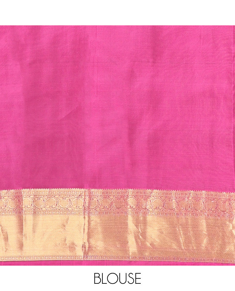 Violet buttas vasundhara elite silk saree with contrast traditional zari design border & floral ogee design pallu