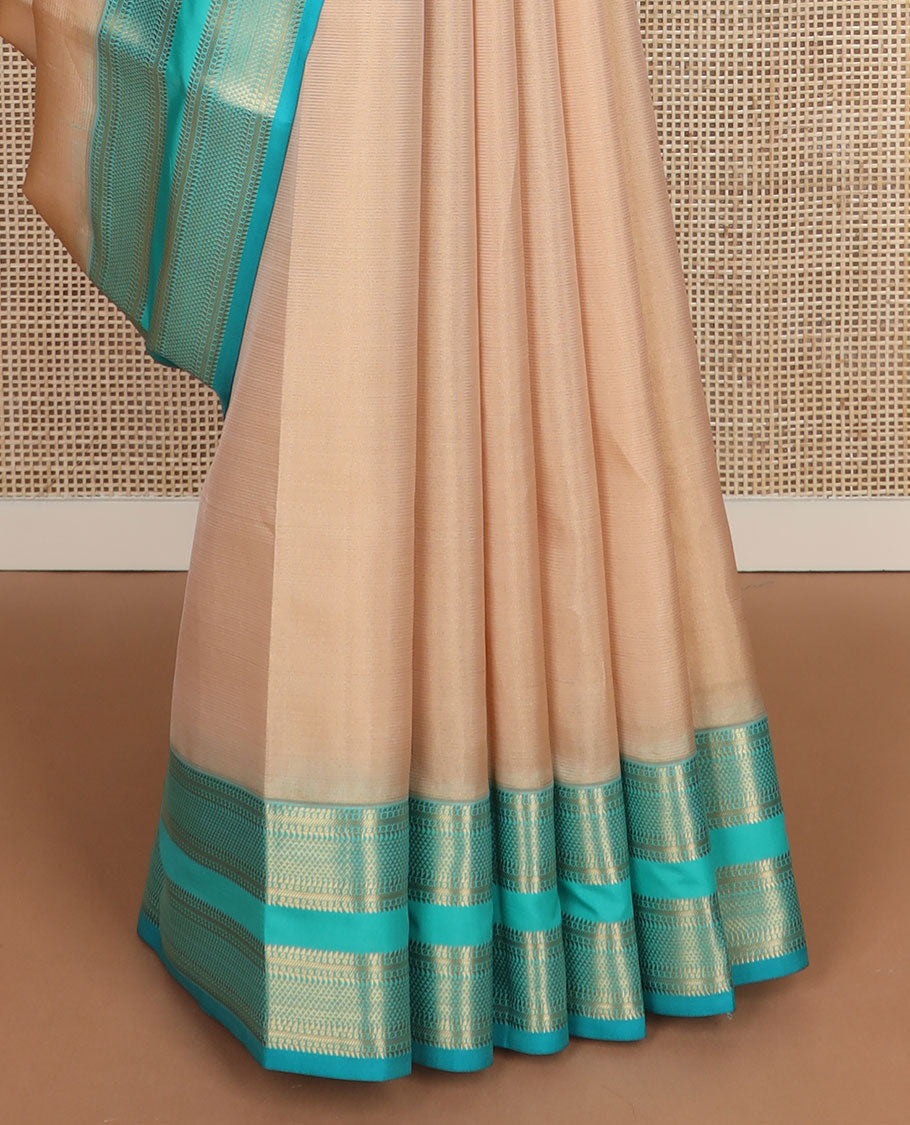 Sandal striped vasundhara silk mix saree, contrast jaal pallu & border of muthu,banaras, ara maadam & ara bogudi