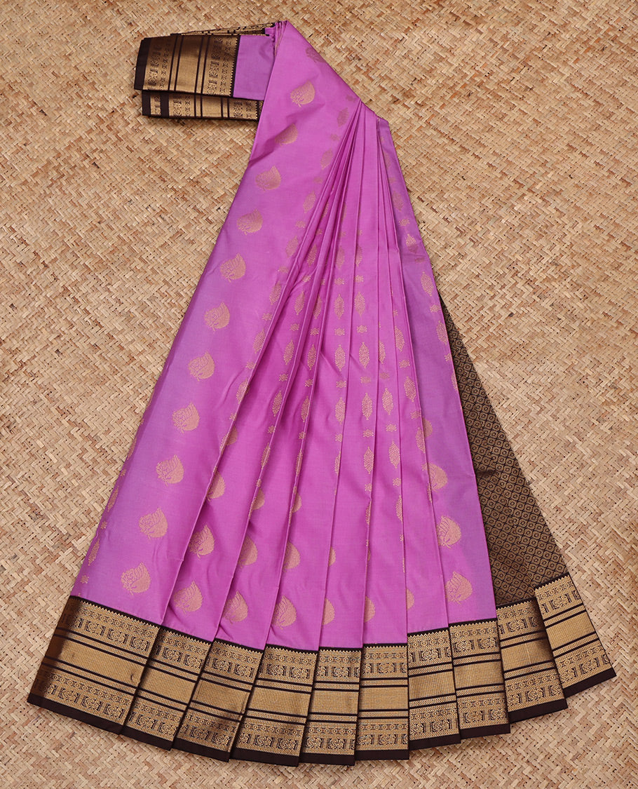 Pink Budget Silk Saree, Delicately Woven with Zari Buttas All Over Its Body, Complemented by a Contrast Traditional Zari Design Border, Grand Jaal Pallu, and Paired with a Contrast Blouse