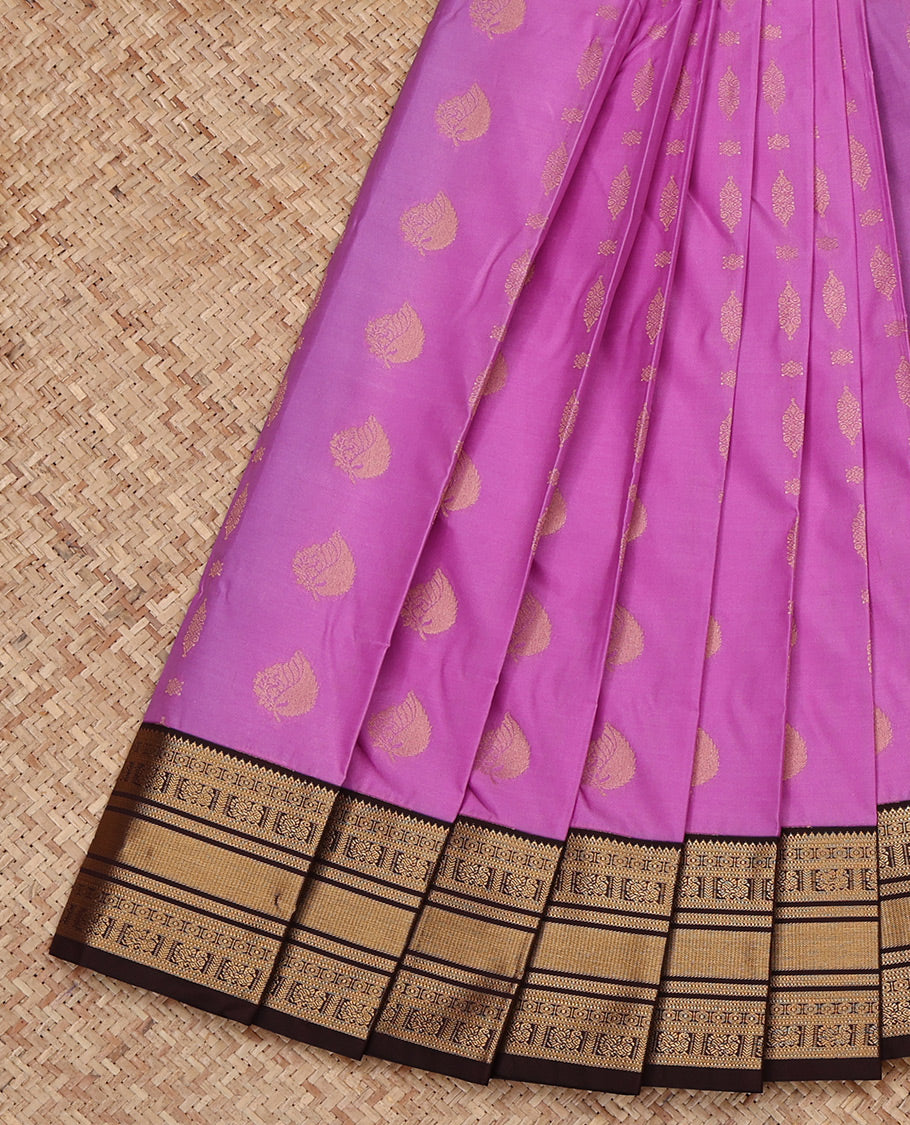 Pink Budget Silk Saree, Delicately Woven with Zari Buttas All Over Its Body, Complemented by a Contrast Traditional Zari Design Border, Grand Jaal Pallu, and Paired with a Contrast Blouse
